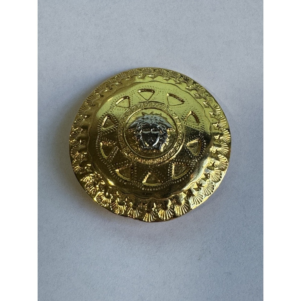 Gianni Versace Golden Plate Shield Shape Sea Shell Border Hair Clip - Picture 8 of 8